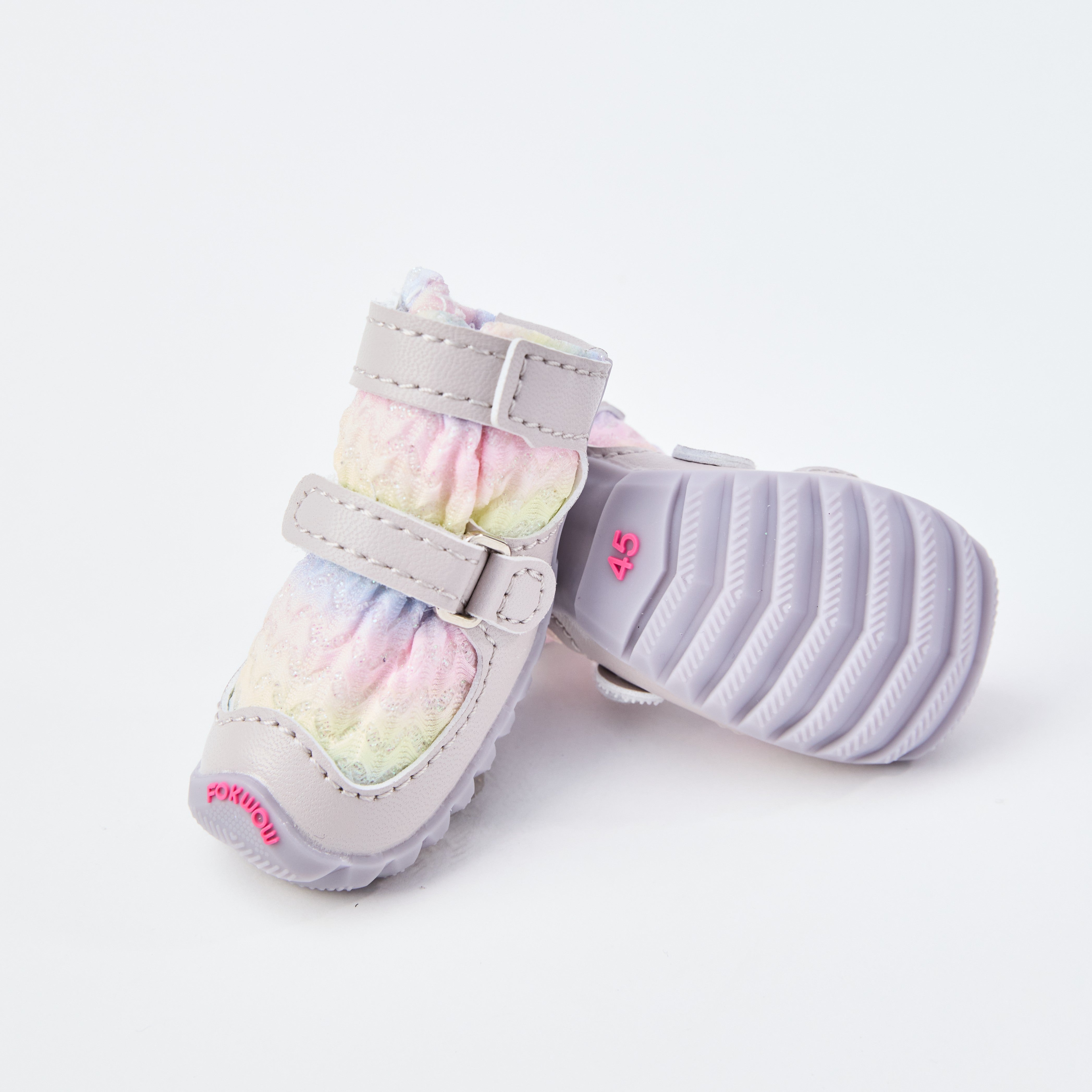 FOKWOW 春秋用ドッグシューズ｜パステルグラデ布面・軽量